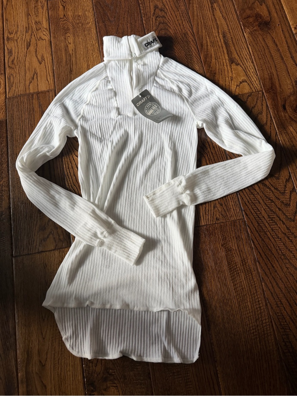 NWT Craft White Ribbed Quarter-Zip Tunic Size M
